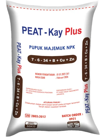 Pupuk Peat-Kay Plus NPK 7-6-34+B+Cu+Zn